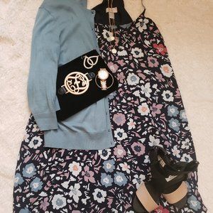 Loft Black Multicolor Sleeveless dress